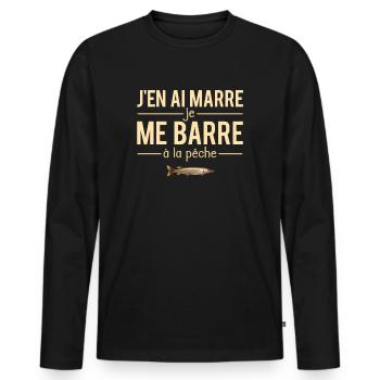 J'en ai marre je me barre pêche cadeau pêcheur - T-shirt manches longues Premium bio Homme - noir - Devant - Nico (187cm)