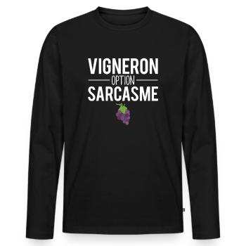 Cadeau vigneron vigne métier vin - T-shirt manches longues Premium bio Homme - noir - Devant - Nico (187cm)