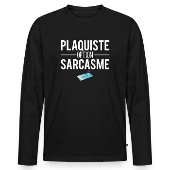 Cadeau plaquiste qui déchire métier humour - T-shirt manches longues Premium bio Homme - noir - Devant - Nico (187cm)