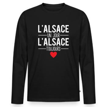 L'alsace un jour l'alsace toujours habitant alsace - T-shirt manches longues Premium bio Homme - noir - Devant - Nico (187cm)