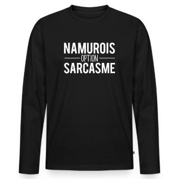 Namurois option sarcasme habitant namur humour - T-shirt manches longues Premium bio Homme - noir - Devant - Nico (187cm)