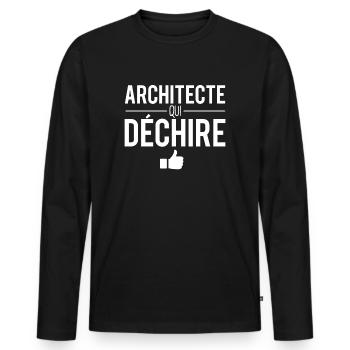 Cadeau architecte qui déchire métier architecture - T-shirt manches longues Premium bio Homme - noir - Devant - Nico (187cm)