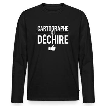 Cartographe qui déchire meilleur cartographe - T-shirt manches longues Premium bio Homme - noir - Devant - Nico (187cm)