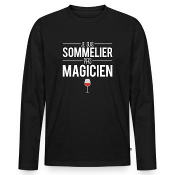 Je suis sommelier pas magicien métier vin humour - T-shirt manches longues Premium bio Homme - noir - Devant - Nico (187cm)