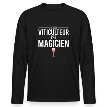 Je suis viticulteur pas magicien vigne métier vin - T-shirt manches longues Premium bio Homme - noir - Devant - Nico (187cm)