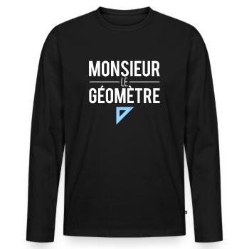Monsieur le géomètre métier géomètre humour - T-shirt manches longues Premium bio Homme - noir - Devant - Nico (187cm)