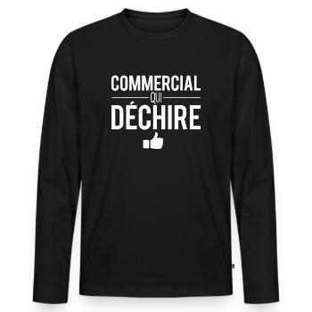 Commercial qui déchire meilleur commercial humour - T-shirt manches longues Premium bio Homme - noir - Devant - Nico (187cm)