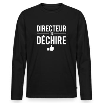 Directeur qui déchire meilleur directeur humour - T-shirt manches longues Premium bio Homme - noir - Devant - Nico (187cm)