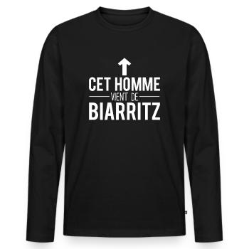 Cet homme vient de biarritz ville france - T-shirt manches longues Premium bio Homme - noir - Devant - Nico (187cm)