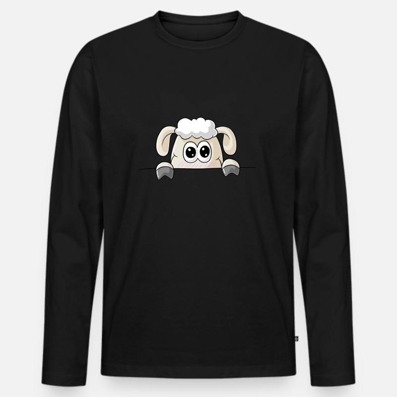 Schaf Comic - Männer Premium Bio Langarmshirt - Schwarz