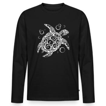 schwimmende Schildkröte - Männer Premium Bio Langarmshirt - Schwarz - Vorne - Nico (187cm)