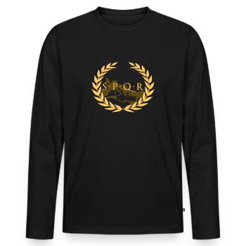 SPQR - Senatus Populus Que Romanus - Empire romain - T-shirt manches longues Premium bio Homme - noir - Devant - Nico (187cm)