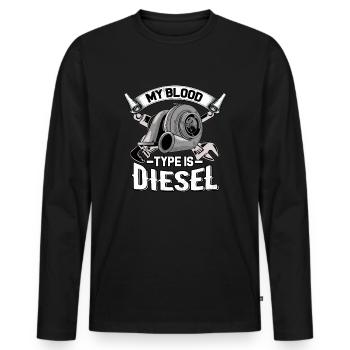 My Blood Type is Diesel - Diesel Mechanic Trucker - Men's Premium Organic Long Sleeve Shirt - black - Front - Nico (187cm)