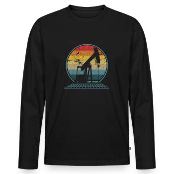 Oilfiled - Oil Drilling Rig Pump Retro Roughneck - T-shirt manches longues Premium bio Homme - noir - Devant - Nico (187cm)