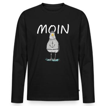 MOIN - MÖVE - Männer Premium Bio Langarmshirt - Schwarz - Vorne - Nico (187cm)