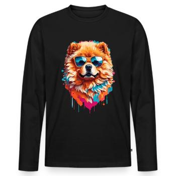 Süßer Chow Chow in cooler Sonnenbrille - Männer Premium Bio Langarmshirt - Schwarz - Vorne - Nico (187cm)