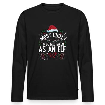 Christmas Most Likely To Be Mistaken As An Elf - Men's Premium Organic Long Sleeve Shirt - black - Front - Nico (187cm)