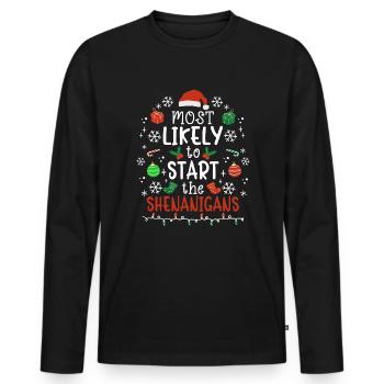 Christmas Xmas Party Saying Funny Witty Humor - Men's Premium Organic Long Sleeve Shirt - black - Front - Nico (187cm)
