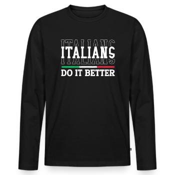 Italien Italie Drôle Dicton Idée Cadeau - T-shirt manches longues Premium bio Homme - noir - Devant - Nico (187cm)
