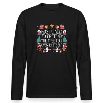 Noël Noël drôle dire humour drôle - T-shirt manches longues Premium bio Homme - noir - Devant - Nico (187cm)