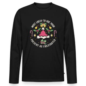 Noël Noël Dire Humour Sarcasme Drôle - T-shirt manches longues Premium bio Homme - noir - Devant - Nico (187cm)