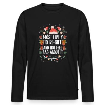 Noël Noël Dire Humour Sarcasme Drôle - T-shirt manches longues Premium bio Homme - noir - Devant - Nico (187cm)
