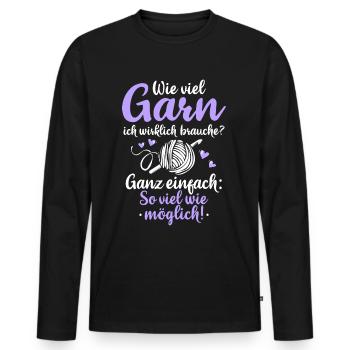 Häkeln Häkelnadel Garn Geschenk Häklerin - Männer Premium Bio Langarmshirt - Schwarz - Vorne - Nico (187cm)