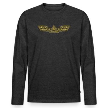 Illuminatti doré - T-shirt manches longues Premium bio Homme - anthracite chiné - Devant - Nico (187cm)