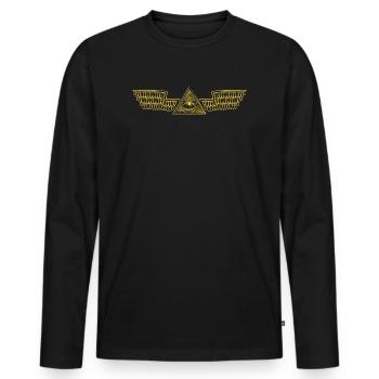 Illuminatti doré - T-shirt manches longues Premium bio Homme - noir - Devant - Nico (187cm)