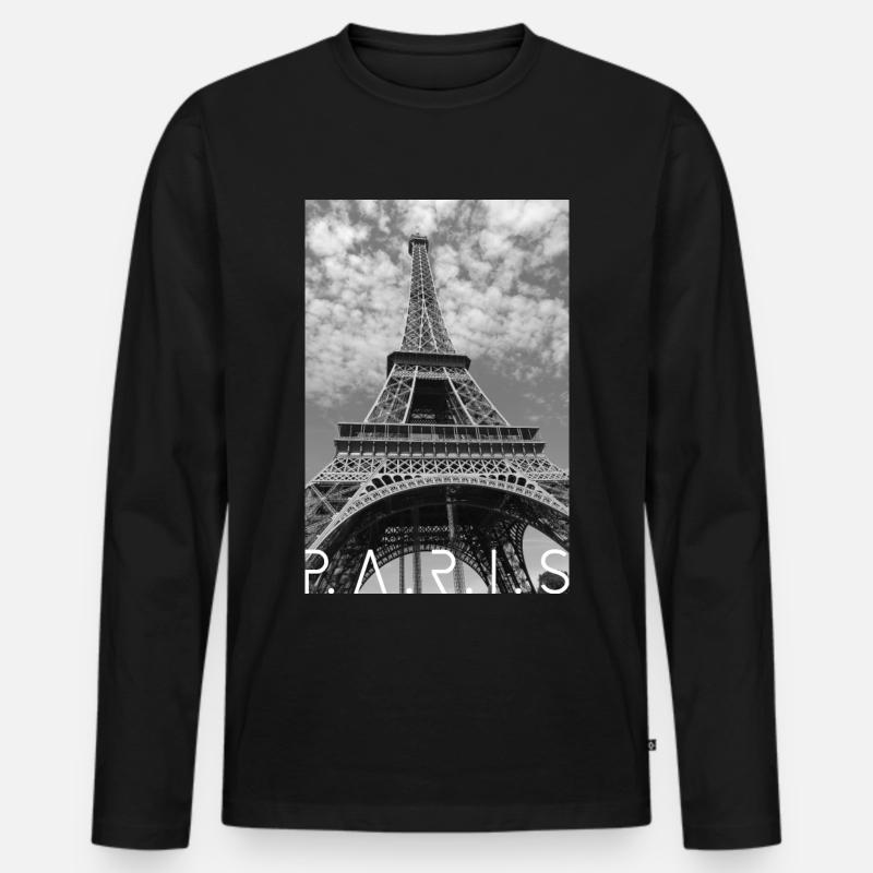 Paris - Eiffelturm - Männer Premium Bio Langarmshirt - Schwarz