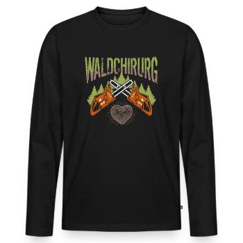 Lumberjack Forest Worker Forestry Worker Gift - Men's Premium Organic Long Sleeve Shirt - black - Front - Nico (187cm)