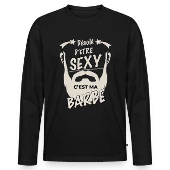 Sexy Et Barbu Humour Homme - T-shirt manches longues Premium bio Homme - noir - Devant - Nico (187cm)