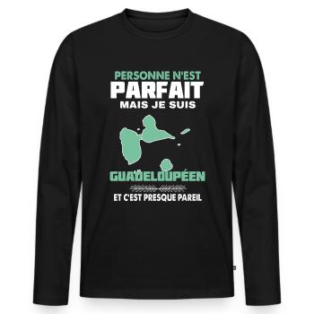 Le Guadeloupéen Parfait Humour drôle Guadeloupe - T-shirt manches longues Premium bio Homme - noir - Devant - Nico (187cm)