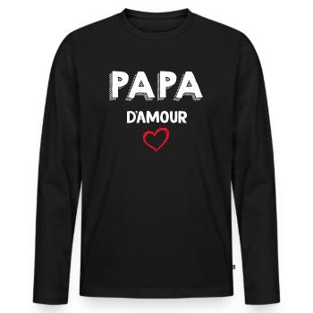 Papa Je T'aime Papa D'amour - T-shirt manches longues Premium bio Homme - noir - Devant - Nico (187cm)