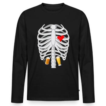Skeleton beer announcement birth future dad - Men's Premium Organic Long Sleeve Shirt - black - Front - Nico (187cm)