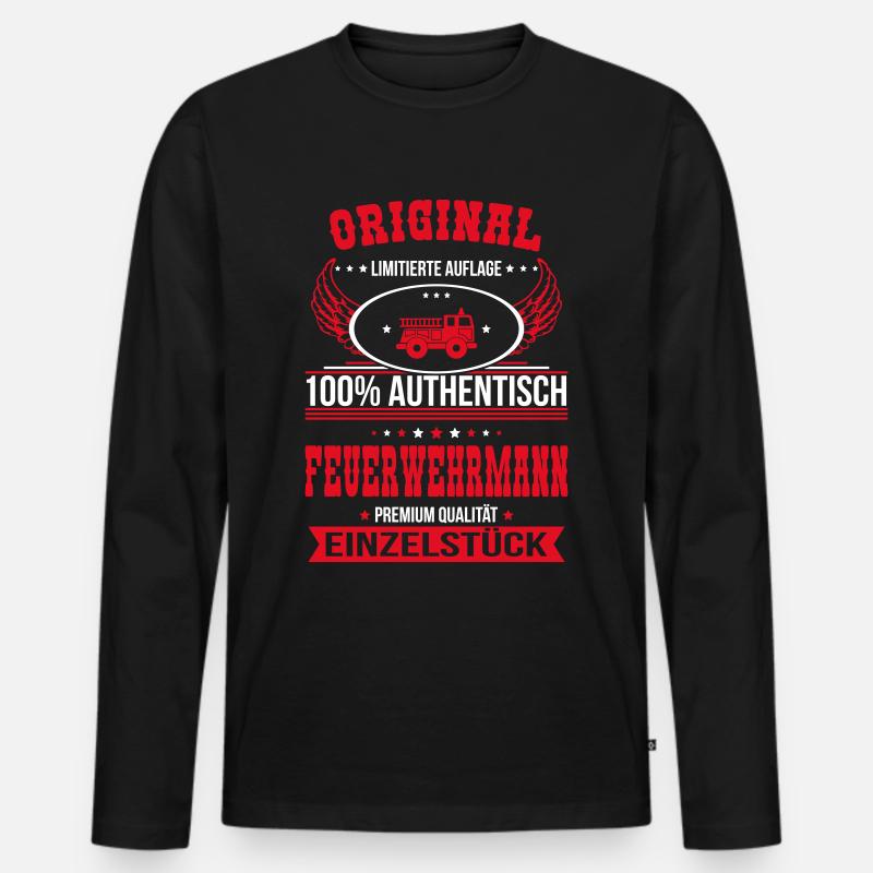 Fireman - Original 100% authentic - Men's Premium Organic Long Sleeve Shirt - black