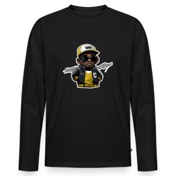Petit coup de tête hip hop (jaune) - T-shirt manches longues Premium bio Homme - noir - Devant - Nico (187cm)