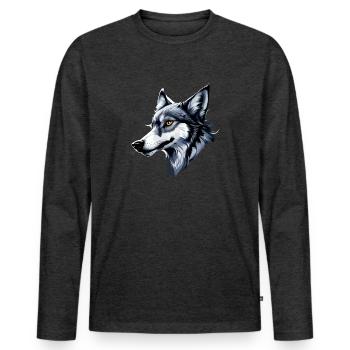 Wolf - Männer Premium Bio Langarmshirt - Anthrazit meliert - Vorne - Nico (187cm)