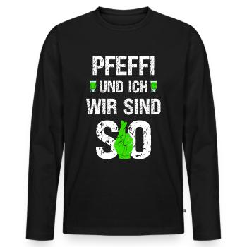 Ich und Pfeffi wir sind so Pfefferminz Likör JGA - Männer Premium Bio Langarmshirt - Schwarz - Vorne - Nico (187cm)