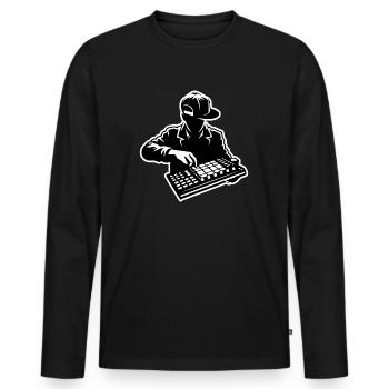 Hip Hop Beatmaker (Stroke) - Men's Premium Organic Long Sleeve Shirt - black - Front - Nico (187cm)