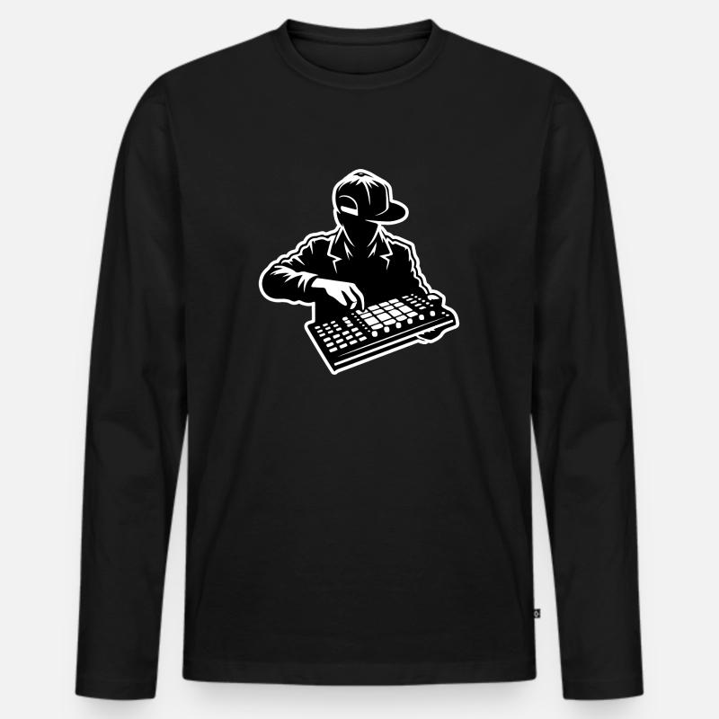 Hip Hop Beatmaker (Schlaganfall) - Männer Premium Bio Langarmshirt - Schwarz