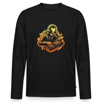 Beatmaker (Yellow) - Men's Premium Organic Long Sleeve Shirt - black - Front - Nico (187cm)