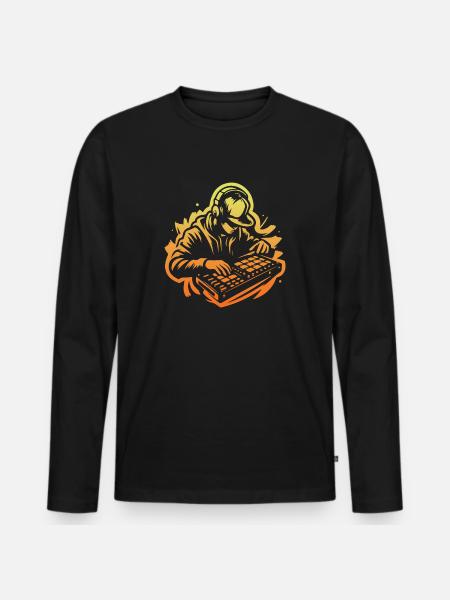 Beatmaker (Yellow) - Men's Premium Organic Long Sleeve Shirt - black