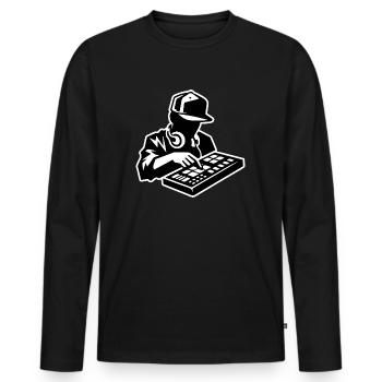 Hip Hop Producer (Stroke) - Men's Premium Organic Long Sleeve Shirt - black - Front - Nico (187cm)