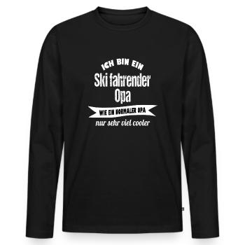 Ski fahrender Opa - Männer Premium Bio Langarmshirt - Schwarz - Vorne - Nico (187cm)