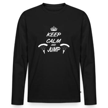 T-Shirt Fallschirmspringer - Männer Premium Bio Langarmshirt - Schwarz - Vorne - Nico (187cm)