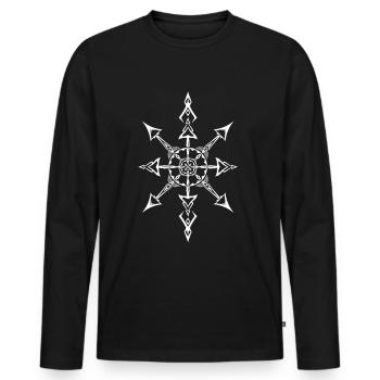 Chaos Star - Tribal Design (Weis) - Men's Premium Organic Long Sleeve Shirt - black - Front - Nico (187cm)