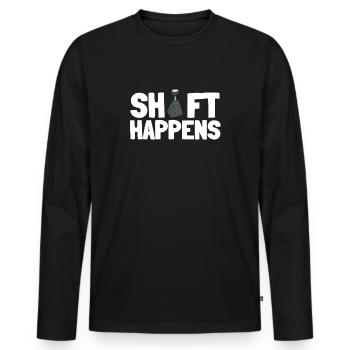 Manual Transmission And Vintage Stick Shift - Männer Premium Bio Langarmshirt - Schwarz - Vorne - Nico (187cm)