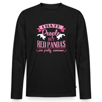 Funny Red Panda Shirt For Girls And Women Who Love - Männer Premium Bio Langarmshirt - Schwarz - Vorne - Nico (187cm)