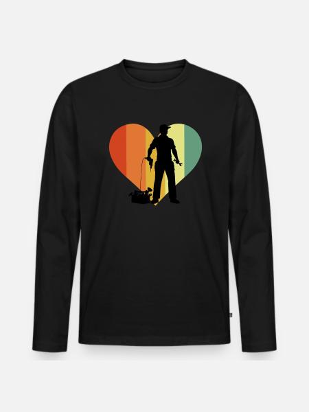 Retro Technician Heart - Men's Premium Organic Long Sleeve Shirt - black